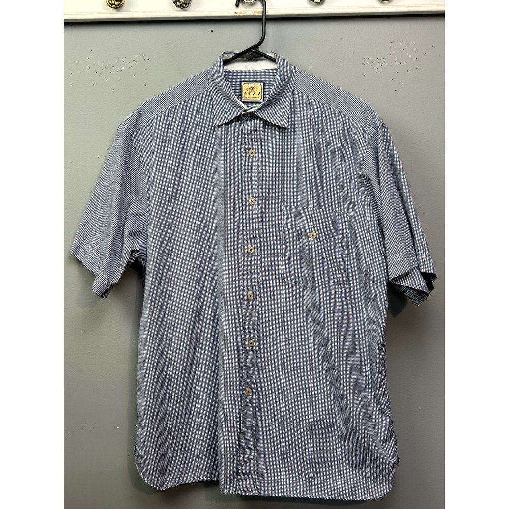 JOEY RODOLFO Shirt Mens Medium Gingham Check Button Up Blue‎ White Casual